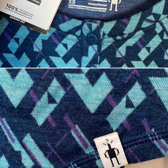 Smartwool 250 Long Sleeve Thermal Baselayer Henley 100% Merino Wool - Picture 3 of 5